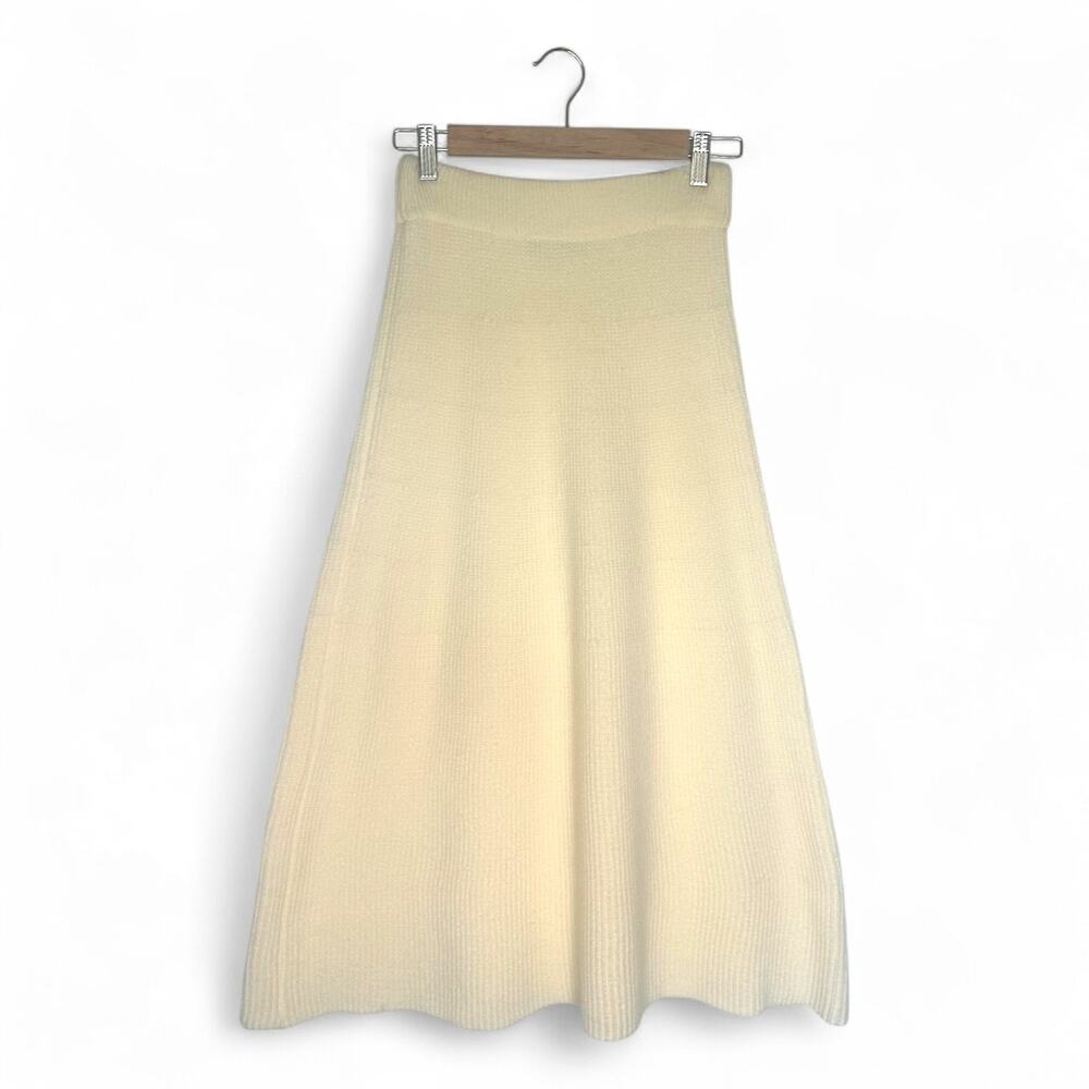 Seraphina Women's Ribbed Knit Maxi Sweater Skirt Size S Cream Off White